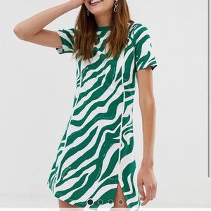 Green abstract zebra print mini dress y2k trendy
